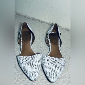 Madewell White and Black Perforated D'Orsay Flats